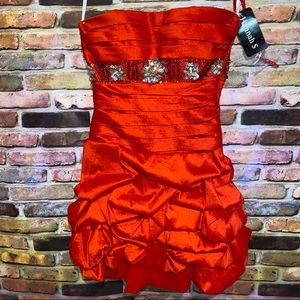 Prom Homecoming Pageant Fancy Photoshoot Dress Ruffles Red Bold New Corset Short